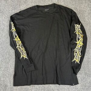 Rockstar Original Mens XL Black Long Sleeve Graphic T-Shirt Barbed Wire Thorn